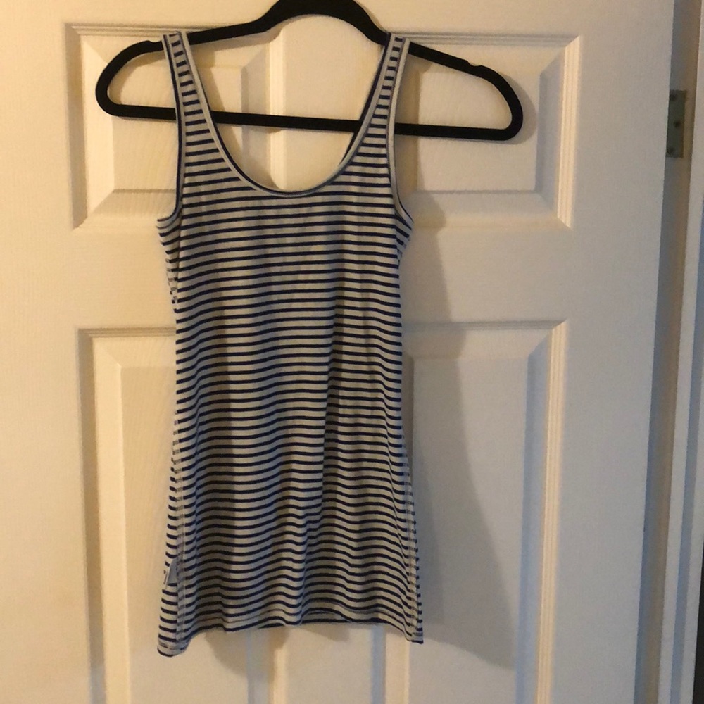 White and blue fitted tank top
